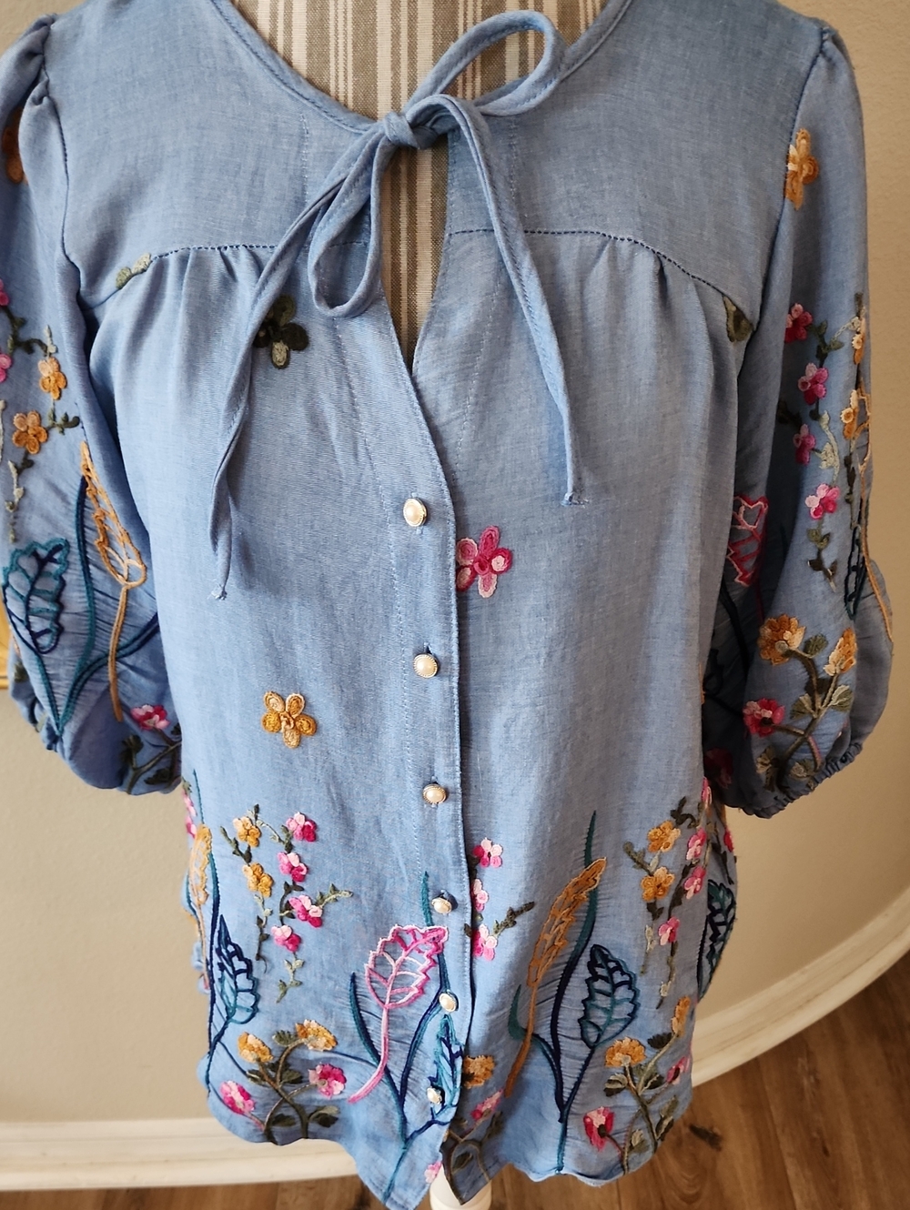 Ana & Rose Floral Embroidered Blouse Top